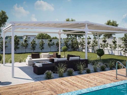 Pergola autoportante - DOMUS - ILISUN - in alluminio / in acciaio inossidabile / con copertura in tela