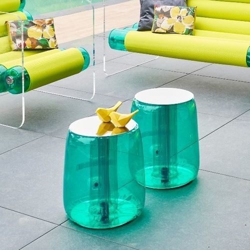 Tavolo d'appoggio contemporaneo - HELLY - MOJOW DESIGN - in poliuretano / con supporto in alluminio / con supporto in acciaio inossidabile