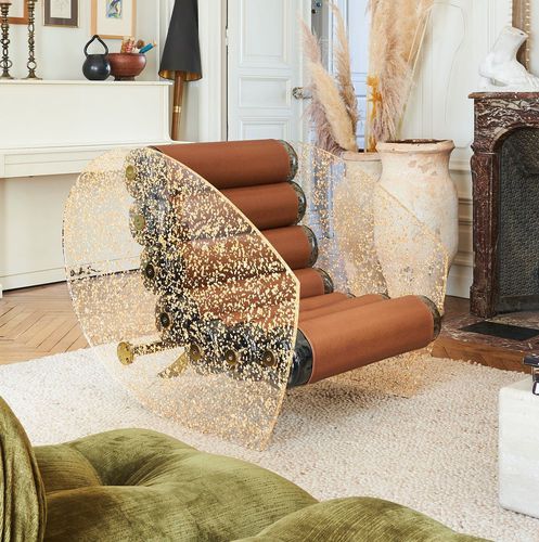 Poltrona design originale - MW05 "GOLD" EDITION - MOJOW DESIGN - in ecopelle / in poliuretano / in acciaio inossidabile