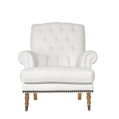 Poltrona chesterfield - ROCIO - Ormos - in tessuto / bianca / con rotelle