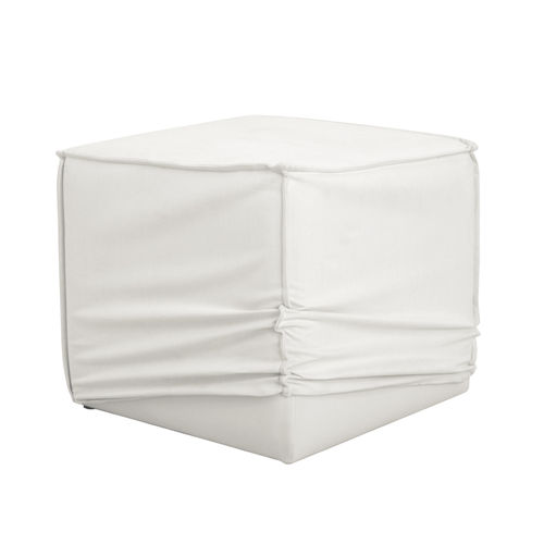 Pouf contemporaneo - SELLA - Ormos - in tessuto / sfoderabile / bianco