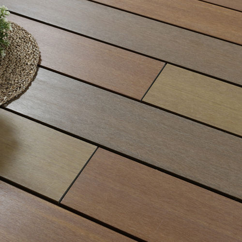 Listone per esterno in WPC - EXOTICS - FIBERDECK - beige / nero / aspetto legno