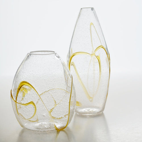 Vaso contemporaneo - KRYSTAL&trade; MEDIUM - Amel Chamandy® Designs - in vetro soffiato / fatto a mano / dorato