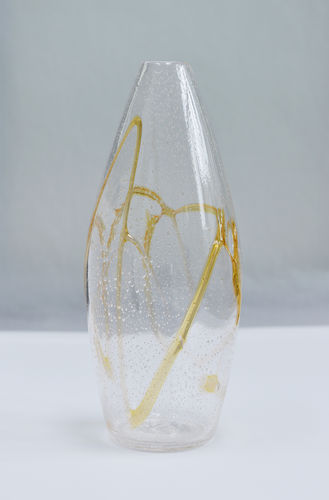 Vaso contemporaneo - KRYSTAL™ TALL - Amel Chamandy® Designs - in vetro soffiato / fatto a mano / dorato