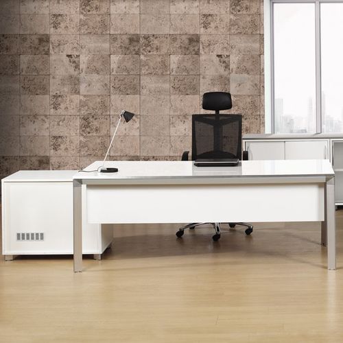 Scrivania direzionale - URAS - Flekssit Office Furniture - contemporanea / in melaminico / con contenitore