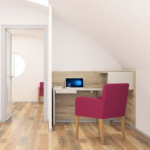 Scrivania contemporanea - FOLD UP - Flekssit Office Furniture - in legno / con contenitore / per lo smartworking