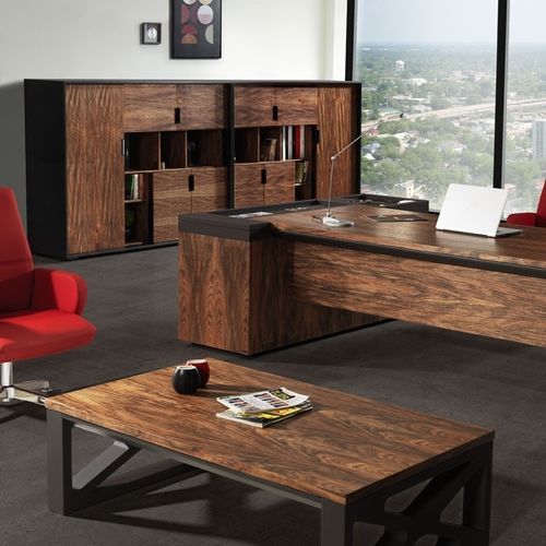 Tavolino basso classico - VENÜS - Flekssit Office Furniture - in MDF / con supporto in metallo / rettangolare