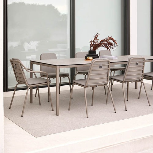 Tavolo contemporaneo - BRISE - Musola - in vetro / in ceramica / con supporto in metallo