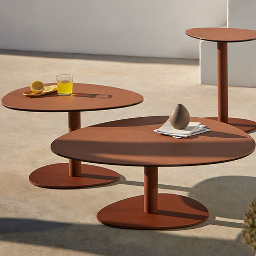 Tavolino basso contemporaneo - STONE - Musola - in vetro / in ceramica / con supporto in vetro