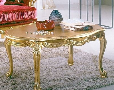 Tavolino basso classico - Casanova - DI MARCO INTERIOR SOFA - in legno dorato a foglia oro / con supporto in legno dorato in foglia d’oro / ovale