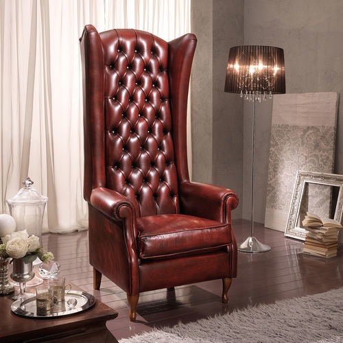 Poltrona classica - BERGER IMPERIALE  - DI MARCO INTERIOR SOFA - in tessuto / in pelle / in legno