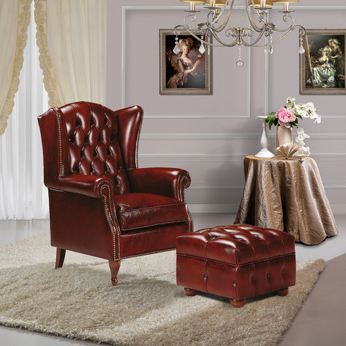 Poltrona classica - BERGER  - DI MARCO INTERIOR SOFA - in tessuto / in pelle / in legno