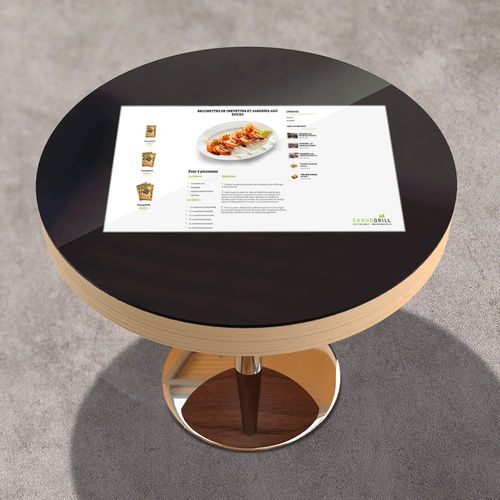 Tavolo da bistrot contemporaneo - DIGITAL BISTROT - Atlantic Tech - in legno / in vetro temprato / con supporto in acciaio