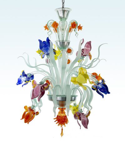 Lampadario classico - IRIS MULTICOLOR - BOTTEGA VENEZIANA - in vetro soffiato / in vetro di Murano / da 12 lampadine