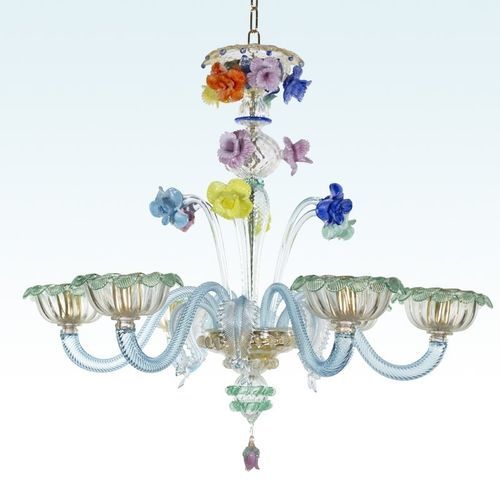 Lampadario classico - AZZURRO - BOTTEGA VENEZIANA - in vetro soffiato / in vetro di Murano / da 6 lampadine