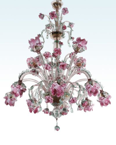 Lampadario classico - ROSETO-12 - BOTTEGA VENEZIANA - in vetro soffiato / in vetro di Murano / da 12 lampadine