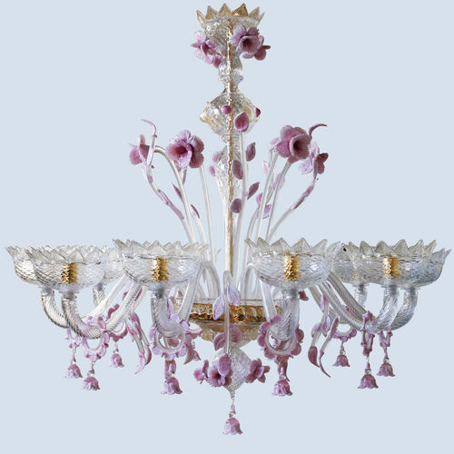 Lampadario classico - PINK - BOTTEGA VENEZIANA - in vetro soffiato / in vetro di Murano / da 6 lampadine
