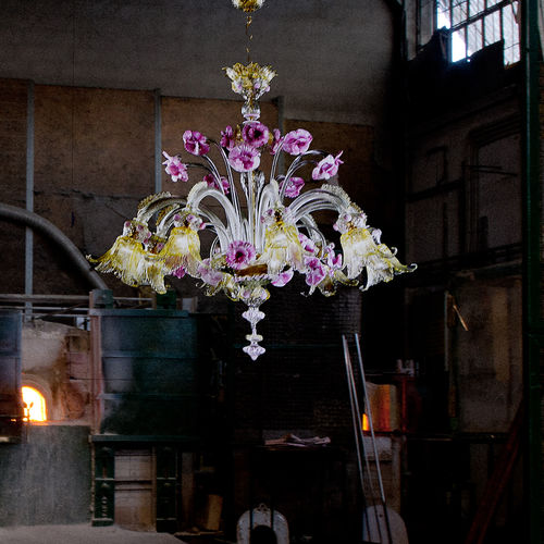 Lampadario classico - FLEUR SECOLO - BOTTEGA VENEZIANA - in vetro soffiato / in vetro di Murano / da 8 lampadine
