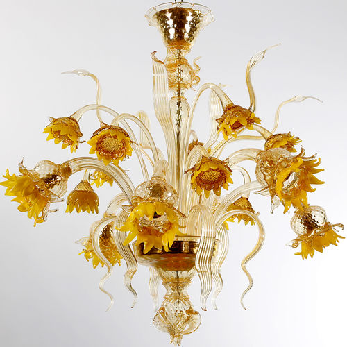 Lampadario classico - GIRASOLI - BOTTEGA VENEZIANA - in vetro soffiato / in vetro di Murano / da 6 lampadine