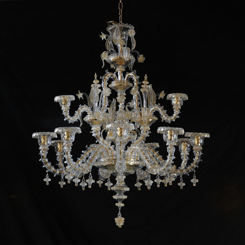 Lampadario stile veneziano - CORNER REZZONICO - BOTTEGA VENEZIANA - in vetro soffiato / in vetro di Murano / da 12 lampadine