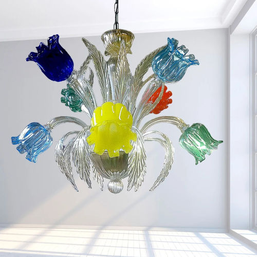 Lampadario design originale - MUSA - BOTTEGA VENEZIANA - in cristallo / in vetro soffiato / in vetro di Murano