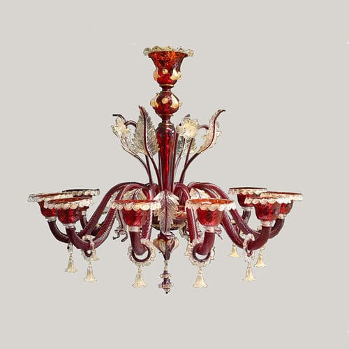 Lampadario classico - ALGIEBA-ROSSO - BOTTEGA VENEZIANA - in vetro soffiato / in vetro di Murano / da 12 lampadine