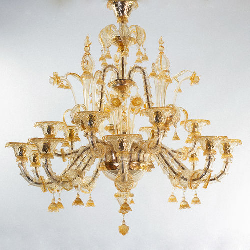 Lampadario stile veneziano - Vaporoso ambra - BOTTEGA VENEZIANA - in vetro di Murano / contract / a candelabro