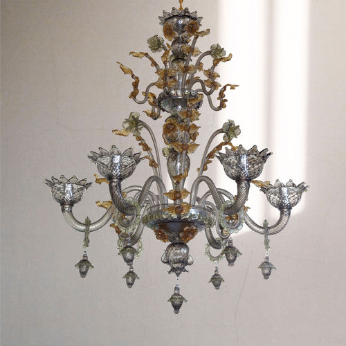 Lampadario stile veneziano - Mentor - BOTTEGA VENEZIANA - in vetro soffiato / in vetro di Murano / in vetro fumè