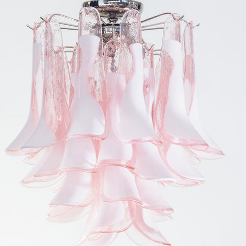 Lampadario rosa - Artemide rosa - BOTTEGA VENEZIANA - Art Deco / in vetro di Murano / in metallo cromato