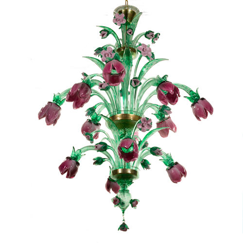 Lampadario design originale - Primavera-12 - BOTTEGA VENEZIANA - in vetro soffiato / da 12 lampadine / contract