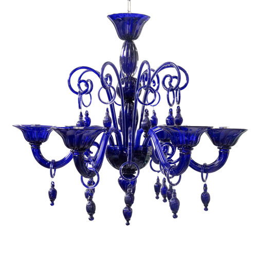 Lampadario classico - Blue Moon - BOTTEGA VENEZIANA - in vetro soffiato / in vetro di Murano / da 6 lampadine