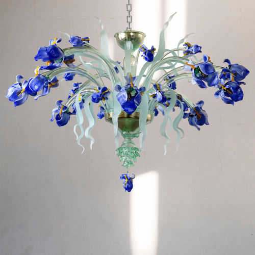 Lampadario design originale - IRIS PL-12 - BOTTEGA VENEZIANA - in vetro / da 12 lampadine / contract