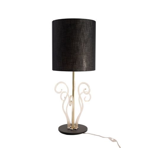 Lampada da tavolo - NOTTURNA - BOTTEGA VENEZIANA - in ottone spazzolato / in cristallo / in tessuto