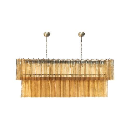 Lampadario vintage - MELBA BROWN HORIZON - BOTTEGA VENEZIANA - in vetro di Murano / contract / rettangolare