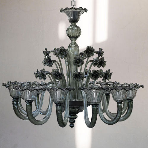 Lampadario stile veneziano - VENETIAN NIGHT - BOTTEGA VENEZIANA - in metallo cromato / in vetro di Murano / in vetro di Murano