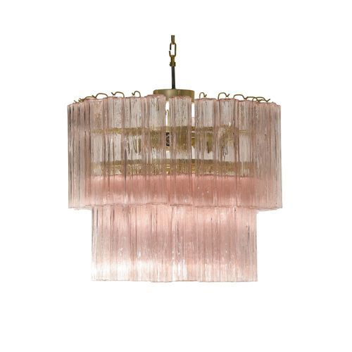 Lampadario vintage - MELBA ROSA - BOTTEGA VENEZIANA - in ottone / in vetro / in vetro di Murano