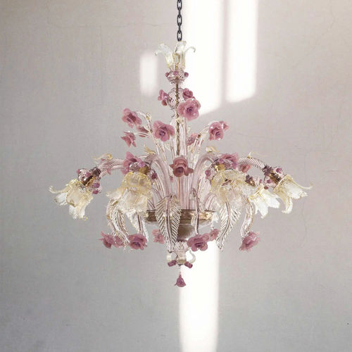 Lampadario in stile - FLEUR SECOLO - BOTTEGA VENEZIANA - in cristallo / in vetro di Murano / da 8 lampadine