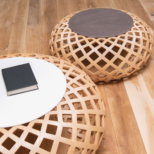 Pouf design originale - KINA LUX FLOOR U - CondeHouse - in tessuto / in pelle / in legno curvato