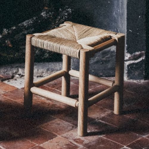 Sgabello in stile rustico - FERDINAND - Midi - in rovere / in paglia