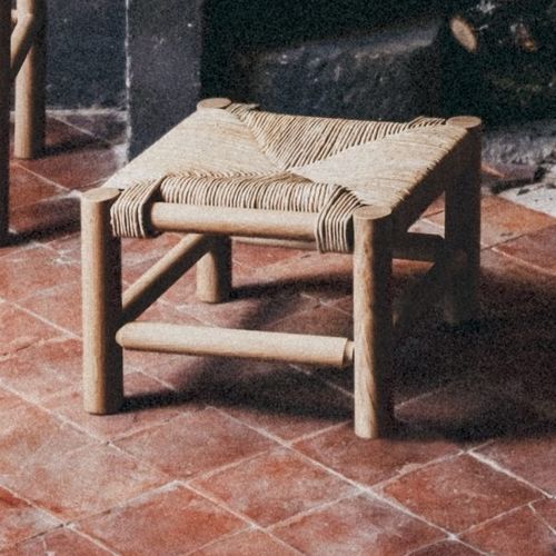 Sgabello in stile rustico - PÉNÉLOPE - Midi - in rovere / in paglia