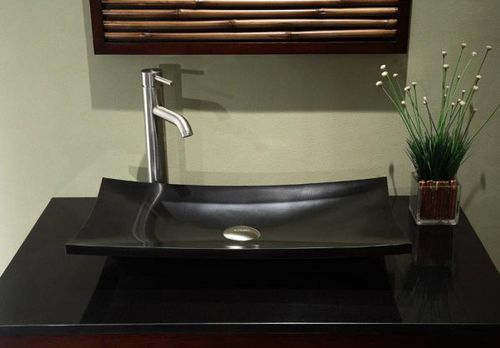 Lavabo da appoggio - JET BLACK GRANITE - INDIA STONE EXPORT - in composito / singolo / rettangolare