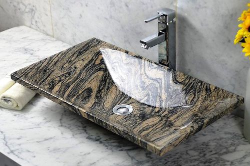 Lavabo da appoggio - JUPRANA GRANITE  - INDIA STONE EXPORT - in composito / singolo / rettangolare