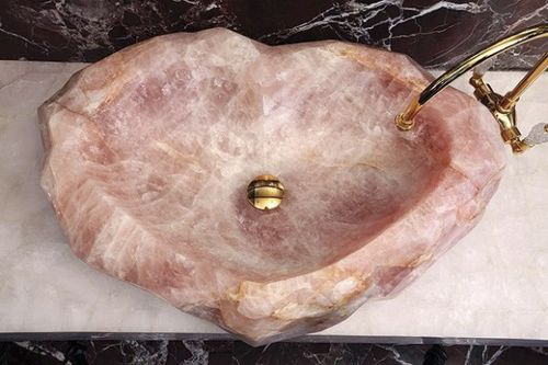 Lavabo da appoggio - ROSE QUARTZ - INDIA STONE EXPORT - singolo / contract