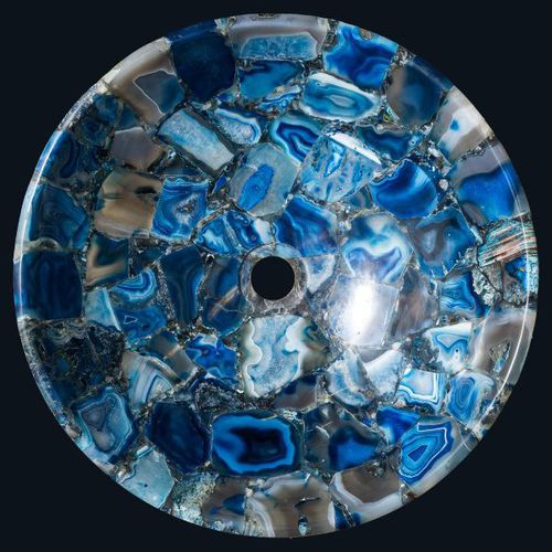 Lavabo da appoggio - BLUE AGATE - INDIA STONE EXPORT - singolo / rotondo / contract