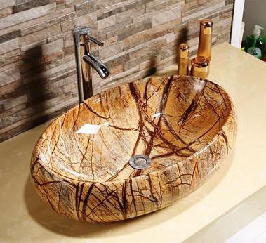 Lavabo da appoggio - RAIN FOREST GOLDEN MARBLE - INDIA STONE EXPORT - singolo / contract