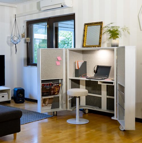 Scrivania contemporanea - SSHHH 3 - EVAVAARA DESIGN - in legno / in feltro / con contenitore