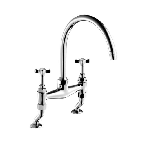 Miscelatore doppio comando da appoggio - 19 125 581 -  Czech & Speake - in metallo cromato / da cucina / 2 fori