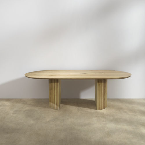 Tavolo da pranzo contemporaneo - Mattis - LITOOC - in rovere / con supporto in quercia / ovale