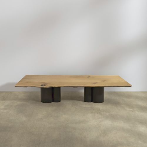Tavolo da pranzo contemporaneo - Liah Slab - LITOOC - in legno massiccio / con supporto in acciaio / rettangolare