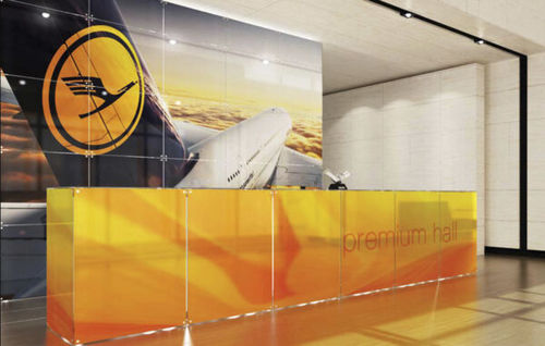 Banco reception modulare - ZONE - MODULAR GLASS SYSTEM NEO LTD - in vetro / luminoso
